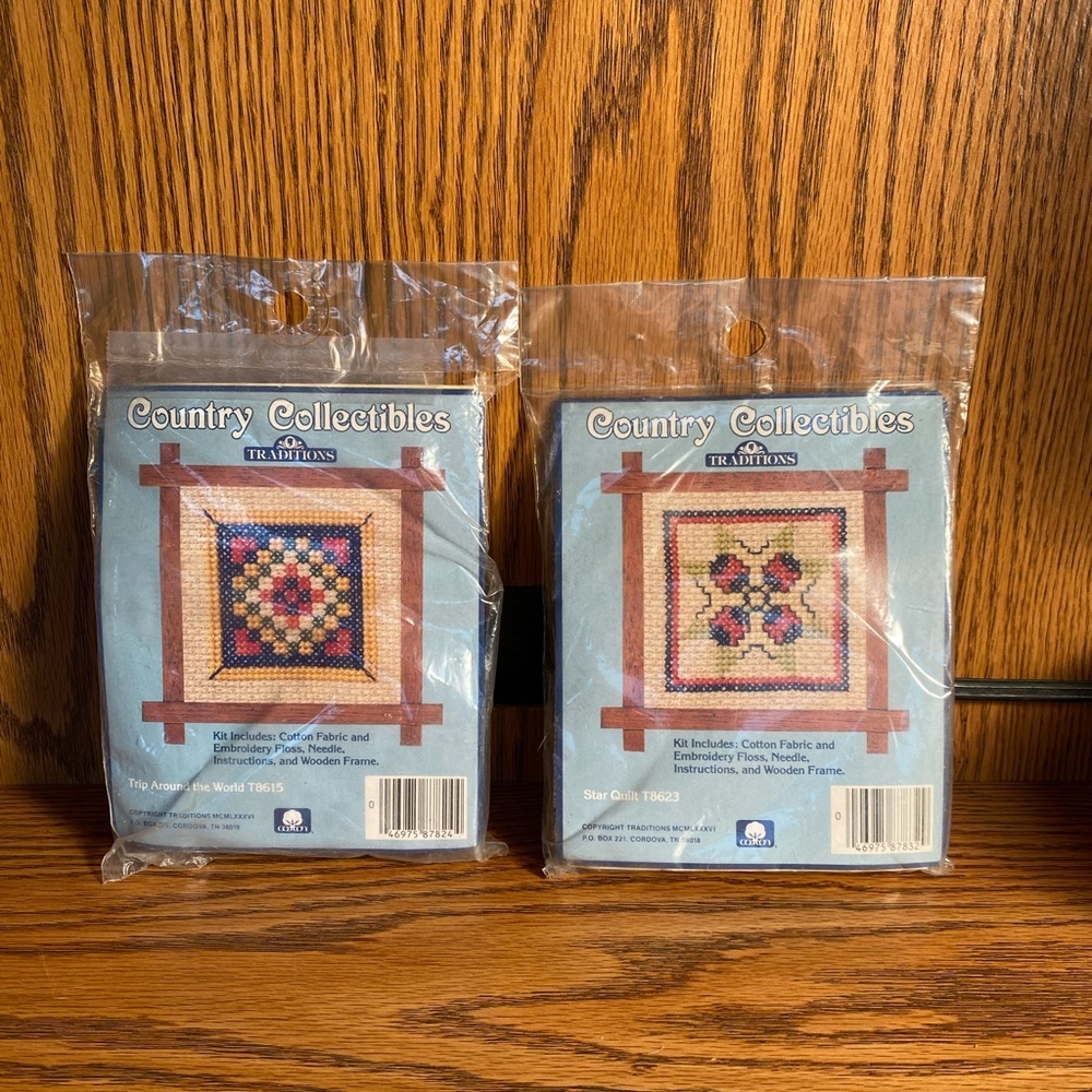 2 Cross Stitch kits with frame, Quilts